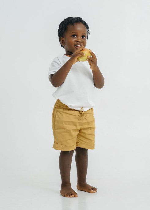 Boys organic shorts in Yellow